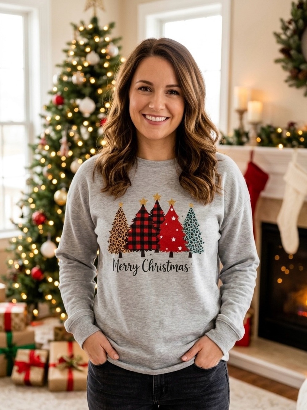 Women's Grey 'Merry Christmas' Graphic Sweatshirt